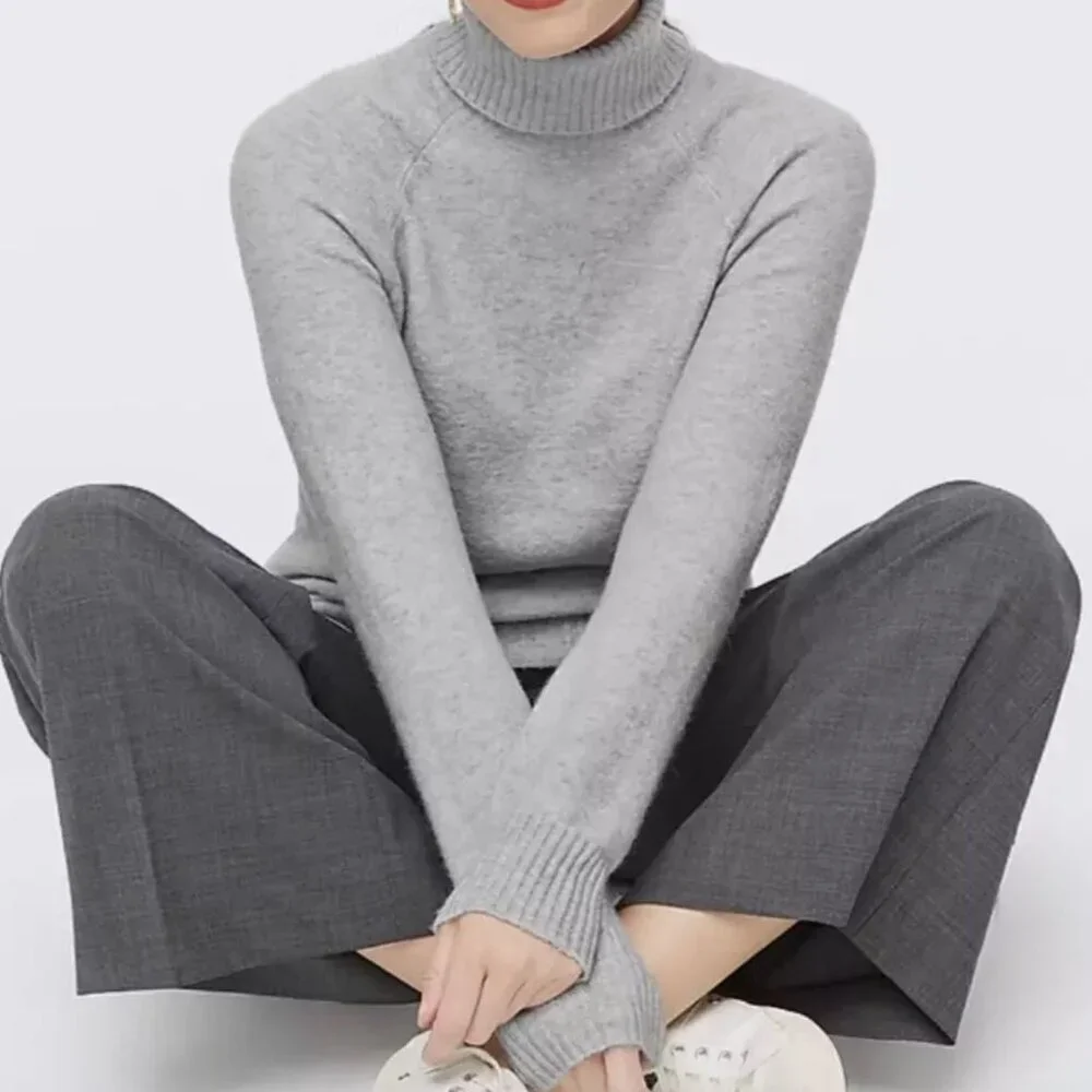 J. Crew Swingy Alpaca-Blend Ribbed Turtleneck Sweater Heather Gray - Sz XS - NWT